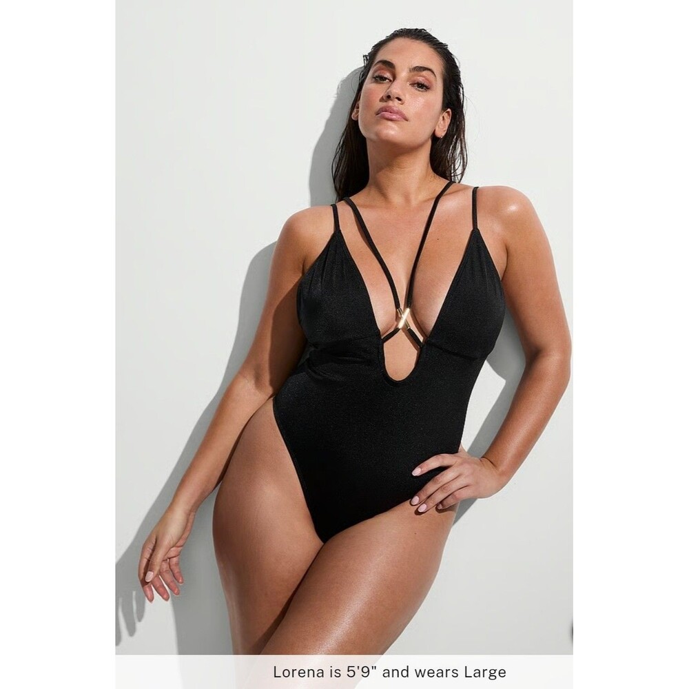 NEW Victoria’s Secret Archives Sexy Straps Plunge One Piece sz Large SWIM BEACH